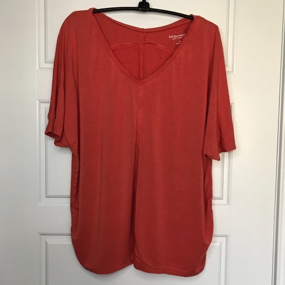 Soft Surroundings Women's Rayon Spandex Blend Boxy Short Sleeve Slinky Tee M - Picture 2 of 7